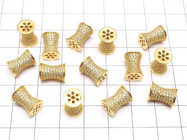 Metal parts Tube 11x8x8mm Gold color (with CZ) 1pc