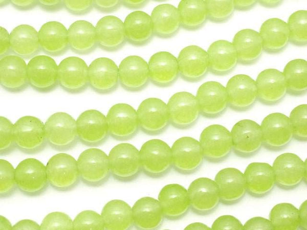 Yellow green jade round 4mm 1strand beads (aprx.14inch/35cm)
