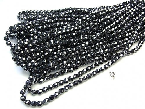 Hematite  Twist 6Faceted Round 6x6mm x6mm  1strand beads (aprx.15inch/38cm)