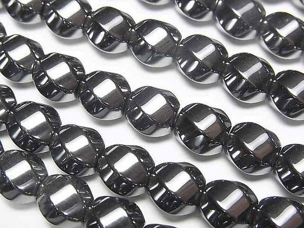 Faceted Round, Hematite, Twist Gemstone Beads