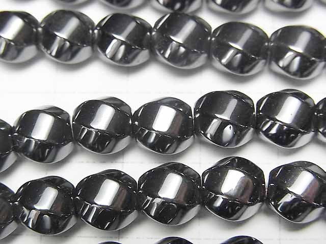 [Video] Hematite  Twist 6Faceted Round 8x8mm x8mm  1strand beads (aprx.15inch/38cm)