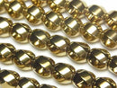 [Video]Hematite Twist 6Faceted Round 8x8x8mm Gold Coated 1strand beads (aprx.15inch/38cm)