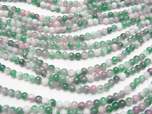 1strand $2.79! Pink & Green Jade Round 4mm 1strand beads (aprx.15inch / 38cm)