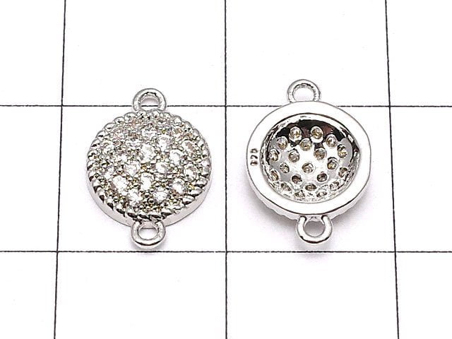 Metal Parts Joint Parts Coin 11 x 8 mm Silver Color (with CZ) 1 pc $1.79