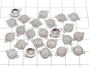 Metal Parts Joint Parts Coin 11 x 8 mm Silver Color (with CZ) 1 pc $1.79