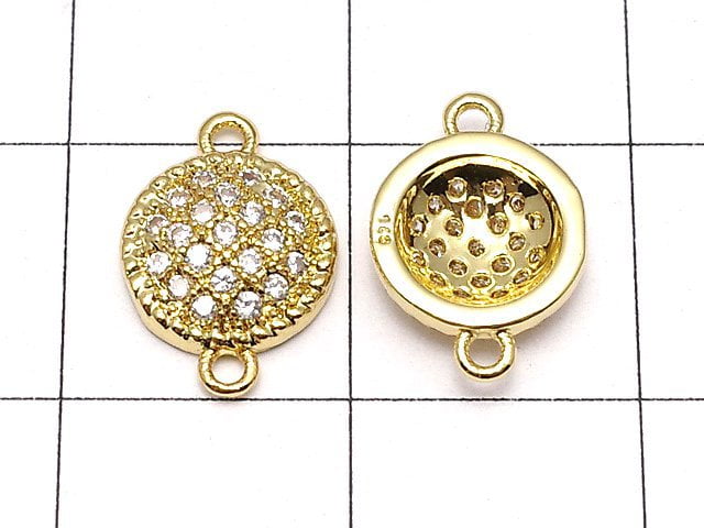 Metal Parts Joint Parts Coin 11 x 8 mm Gold Color (with CZ) 1 pc $1.79