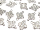 Metal Joint Parts Flower 12x8.5mm Silver Color (with CZ) 1pc