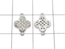 Metal Joint Parts Flower 12x8.5mm Silver Color (with CZ) 1pc