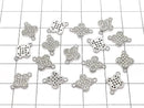 Metal Joint Parts Flower 12x8.5mm Silver Color (with CZ) 1pc