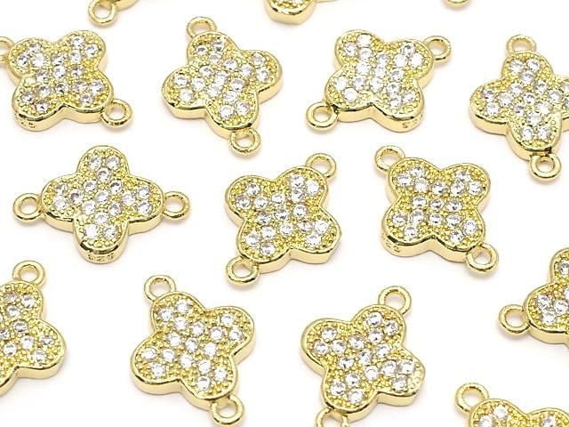 Metal parts joint parts flower 12x8.5mm gold color (with CZ) 1pc