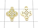 Metal Joint Parts Flower 12x8.5mm Gold (with CZ) 1pc