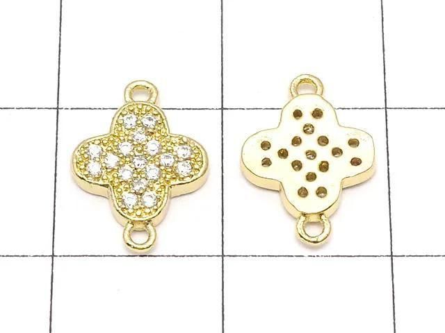 Metal Joint Parts Flower 12x8.5mm Gold (with CZ) 1pc