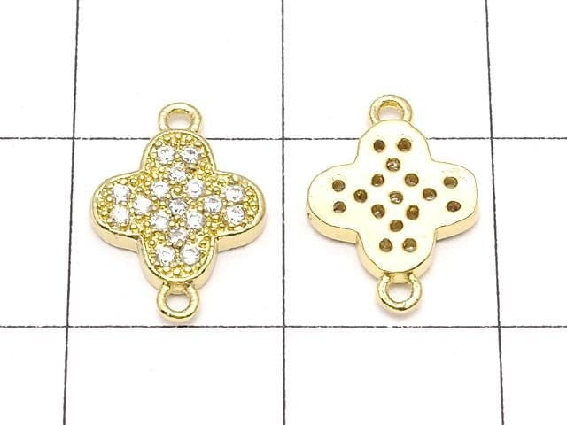 Metal parts joint parts flower 12x8.5mm gold color (with CZ) 1pc