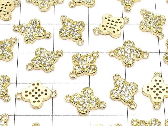 Metal parts joint parts flower 12x8.5mm gold color (with CZ) 1pc