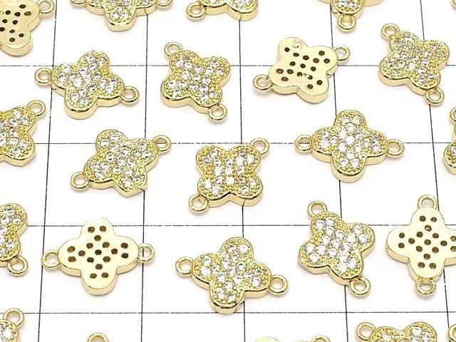 Metal Joint Parts Flower 12x8.5mm Gold (with CZ) 1pc
