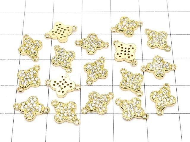 Metal Joint Parts Flower 12x8.5mm Gold (with CZ) 1pc