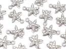 Metal parts joint parts flower 9x7.5mm silver color (with CZ) 1pc