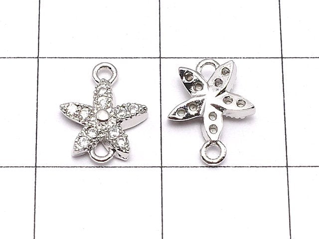 Metal Parts Joint Parts Flower 9 x 7.5 Silver Color (with CZ) 1 pc $1.99