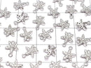Metal parts joint parts flower 9x7.5mm silver color (with CZ) 1pc