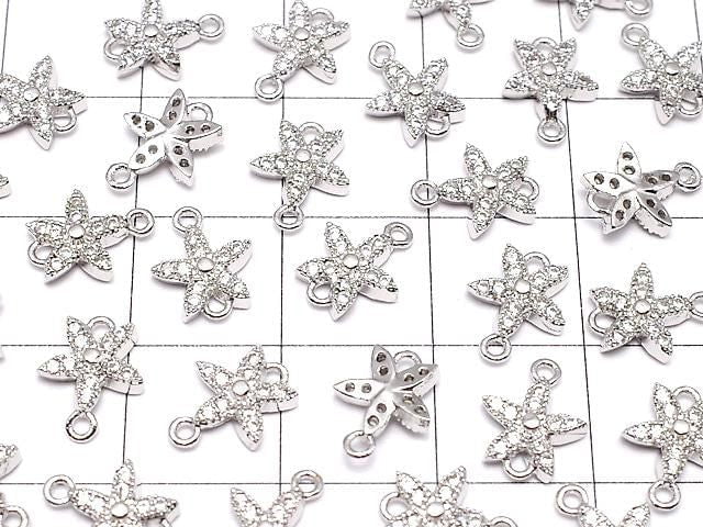 Metal parts joint parts flower 9x7.5mm silver color (with CZ) 1pc