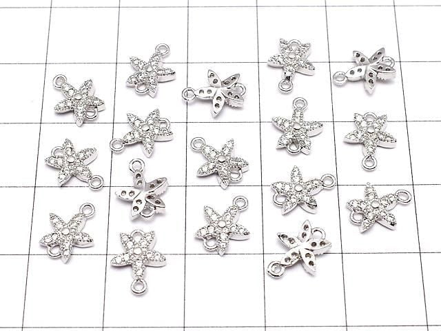 Metal parts joint parts flower 9x7.5mm silver color (with CZ) 1pc