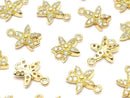 Metal Joint Parts Flower 9x7.5mm Gold (with CZ) 1pc