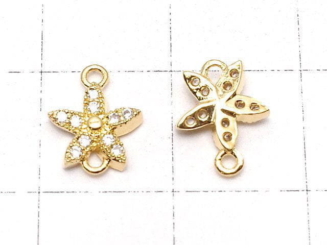 Metal Parts Joint Parts Flower 9 x 7.5 Gold Color (with CZ) 1 pc