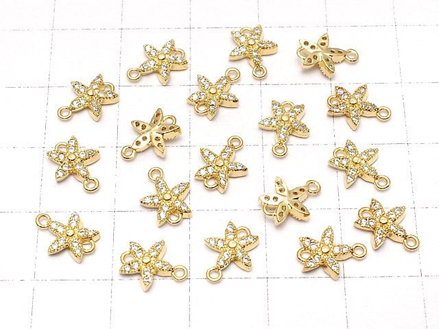 Metal Parts Joint Parts Flower 9 x 7.5 Gold Color (with CZ) 1 pc