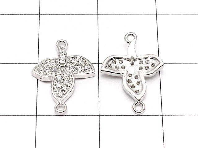 Metal Parts Joint Parts Leaf 15 x 11 mm Silver Color (with CZ) 1 pc $2.59