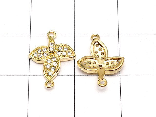 Metal Parts Joint Parts leaf 15 x 11 mm gold color (with CZ) 1 pc $2.59