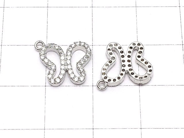 Metal Parts Charm Butterfly 12 x 10 mm Silver Color (with CZ) 1 pc $2.19