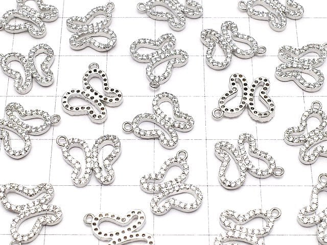 Metal Parts Charm Butterfly 12 x 10 mm Silver Color (with CZ) 1 pc $2.19