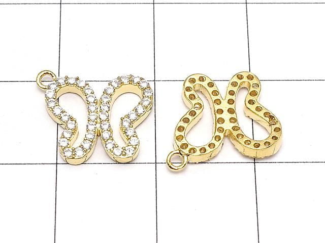 Metal Charm Butterfly 12x10mm Gold Color (with CZ) 1pc