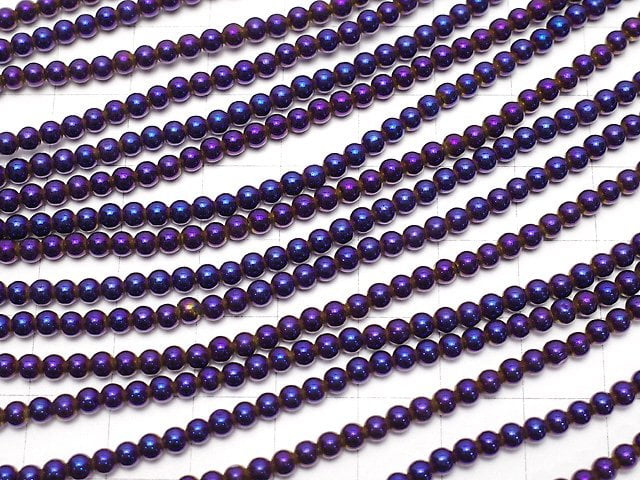 Hematite Round 3mm Metallic Purple - Red 1strand beads (aprx.15inch / 38cm)