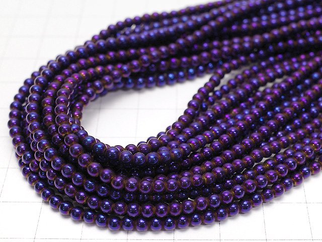 Hematite Round 3mm Metallic Purple - Red 1strand beads (aprx.15inch / 38cm)