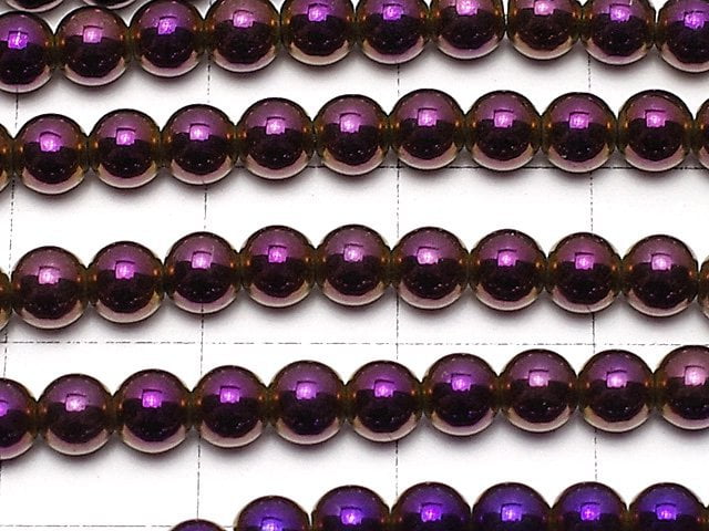 Hematite Round 4mm Metallic Purple - Red 1strand beads (aprx.15inch / 38cm)