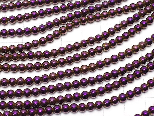 Hematite Round 4mm Metallic Purple - Red 1strand beads (aprx.15inch / 38cm)