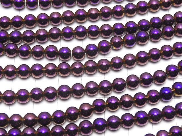 Hematite Round 6mm Metallic Purple 1strand beads (aprx.15inch / 38cm)