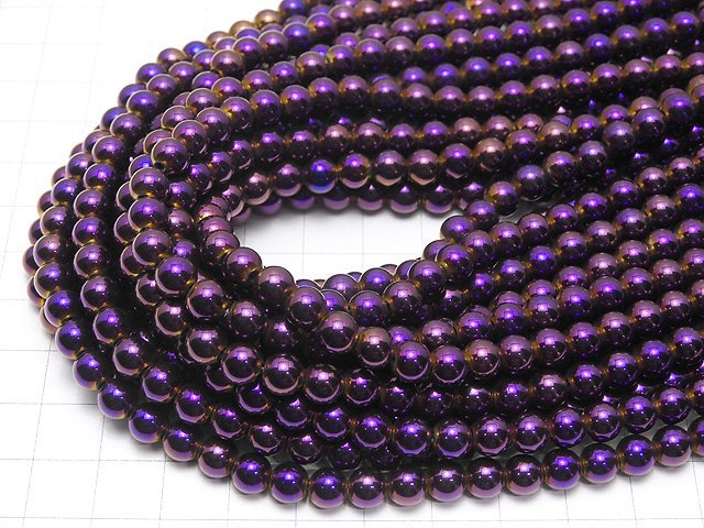 Hematite Round 6mm Metallic Purple 1strand beads (aprx.15inch / 38cm)