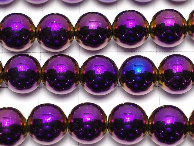 Hematite Round 10mm Metallic Purple - Red 1strand beads (aprx.15inch / 38cm)