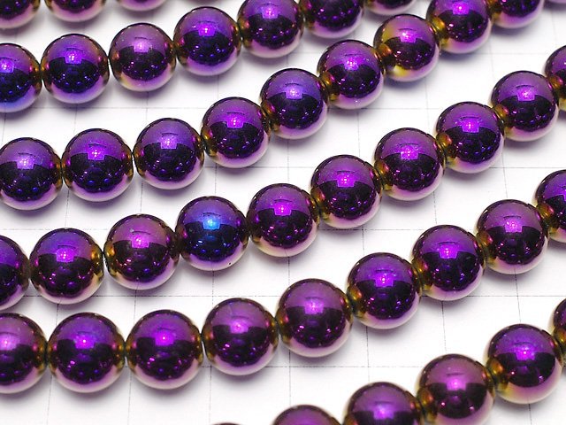 Hematite Round 10mm Metallic Purple - Red 1strand beads (aprx.15inch / 38cm)