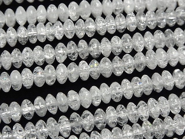 [Video]Cracked Crystal Roundel 8x8x4mm half or 1strand beads (aprx.15inch/38cm)