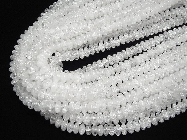 [Video]Cracked Crystal Roundel 8x8x4mm half or 1strand beads (aprx.15inch/38cm)