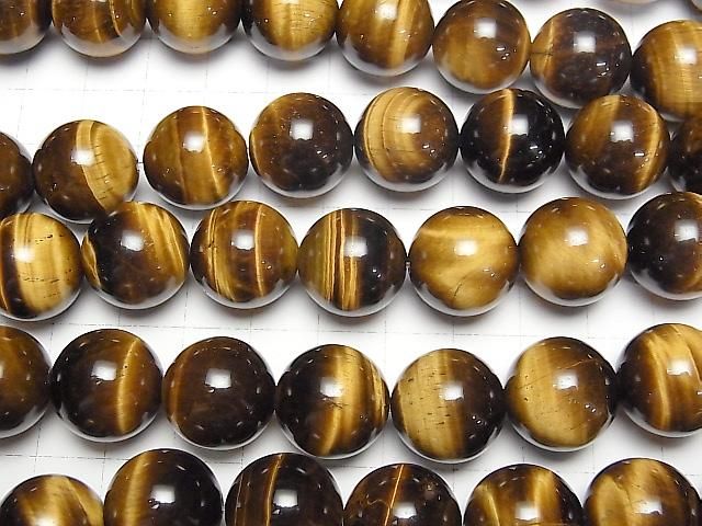 [Video] Yellow Tiger's Eye AA++ Round 16mm half or 1-strand beads (approx. 15 inches/36 cm)
