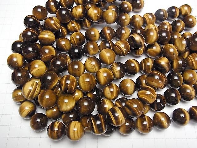 [Video] Yellow Tiger's Eye AA++ Round 16mm half or 1-strand beads (approx. 15 inches/36 cm)
