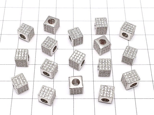 Metal Parts Cube 7 x 7 x 7 mm Silver Color (with CZ) 1 pc $4.19!