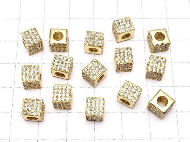 金屬方塊 7x7x7公釐 金色 (含方晶鋯石) 1個