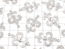 Metal Parts with CZ Lilies emblem Fleur motif charm 28 x 19 silver color 1 pc