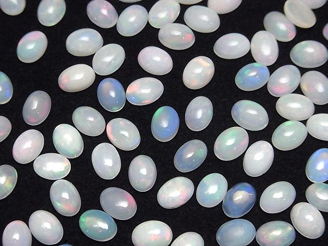 [Video]High Quality Ethiopian Opal AAA- Oval Cabochon 7x5mm 5pcs