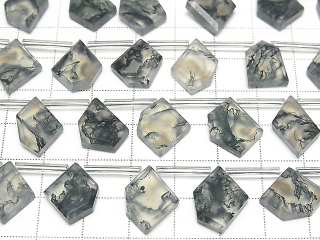 [Video] Moss Agate AAA Rough Slice Faceted 1strand (9pcs)